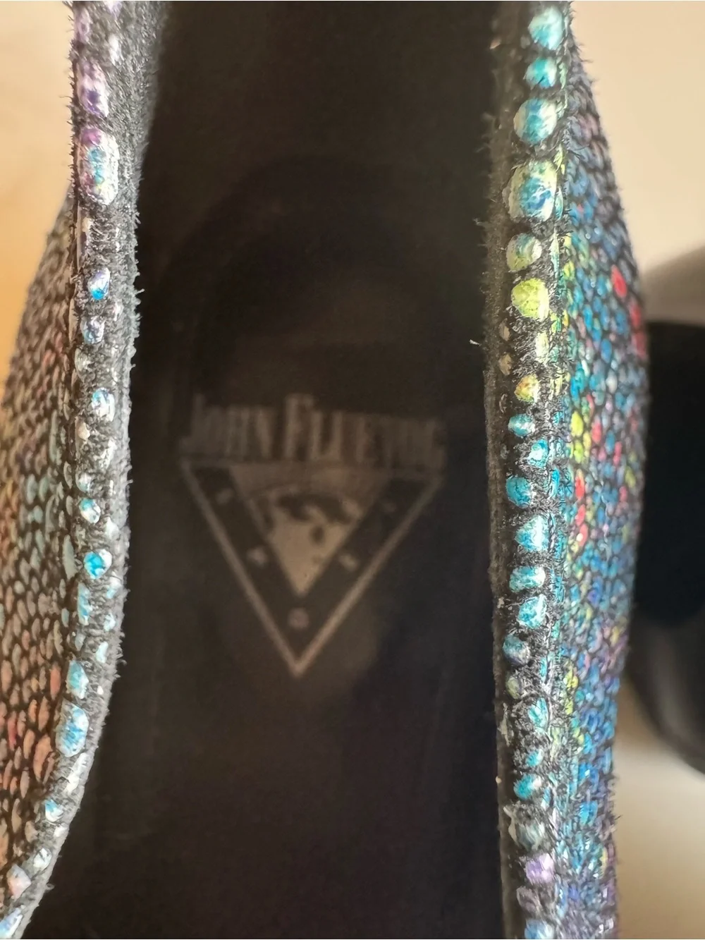 John Fluevog Prowess Hayls Multicolor Leather T-Strap Heels 6.5